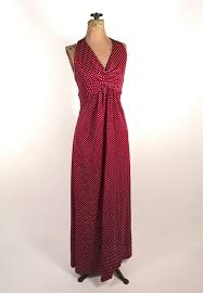 1970s Halter Maxi Dress Vintage 70s Burgundy Polka Dot Halter Maxi By Shawn Jrs Summer Dress Wedding With Images 1970s Fashion Women Vintage Maxi Dress Dresses