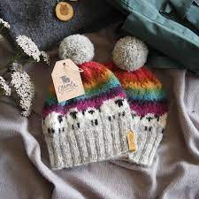 Icelandic Wool Hat With Sheep Handmade Knitwear From Etsy In 2021 Wool Hat Knit Knitted Hats Handmade Knitwear
