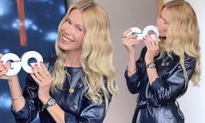 Claudia wear utterly luxurious silk dogtooth tweed jacket, this page, cut off the shoulder for night seduction, trimmed in braid, fastened with three. Claudia Schiffer Wears A Figure Hugging Jumpsuit As She Is Named Woman Of The Year At The Gq Awards Daily Mail Online