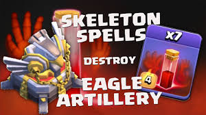Skeleton Spells Destroy Eagle Artillery Clash Of Clans 2018 Youtube