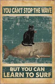 Pin By Sharon On Mull These Over Surf Poster Black Cat Cat Art