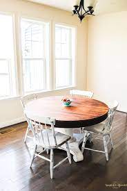 I just finished up my own 8 foot i ordered these husky dining table legs from osborne wood company and they are perfect for this farmhouse table. Round Dining Table Farmhouse Style Upright And Caffeinated