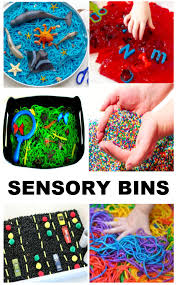 They love exploring the different textures, colors, weights, and scents of every day. Sensory Bins For Kids