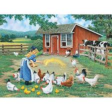 Bits And Pieces Jigsaw Puzzles 300 Pieces Bits And Pieces 300 Large Piece Jigsaw Puzzle For Adults Gather Round Chickens On The Farm By Artist John Sloane 30 Farm Art Farm Pictures Country Art