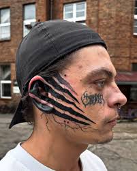 Freehand face/ear I did in Berlin at @der_grimm_tattoo 🩸 • Info/booking DM  #tattoo #facetattoo #dotwork #dotworktattoo #geometrictattoo  #blacktattooart #blacktattoo #blackwork #mandalatattoo #eartattoo  #düsseldorf #germany