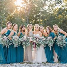 Deep Jade Bridesmaids Looking Pretty At Magic Hour Mumuweddings Rustic Bridesmaid Dresses Deep Purple Wedding Jade Bridesmaid Dresses
