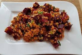 Rote Linsen Salat Mit Roter Bete Von Sessm Chefkoch Rote Linsen Salat Vegetarisch Kochen Rote Bete