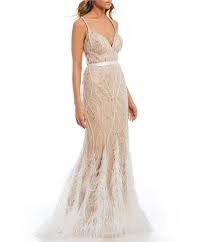 Gb Social Beaded Feather Gown Dillard S Feather Gown Social Dresses Gowns