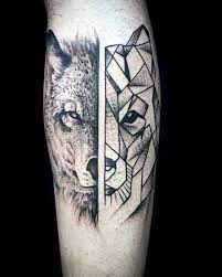 90 Geometric Wolf Tattoo Designs For Men Manly Ink Ideas Geometric Wolf Tattoo Wolf Tattoo Geometric Wolf