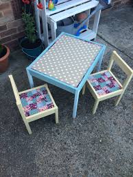 Ikea Latt Kids Table And Chair Hack Using Oil Cloth And Sticky Back Fabric All In A Sunny Afternoons Kids Table And Chairs Outdoor Furniture Sets Kid Table