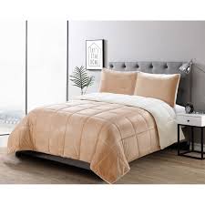 Harper Lane Ellis Micromink/ Sherpa 3-piece Comforter Set Beige Full/Queen 