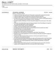 Financial Advisor Resume Sample Velvet Jobs
