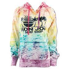 Ron Jon Rainbow Palm Tree Burnout Hoodie Women Fleece Surf Outfit Hoodies Hoodies Womens