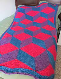 The beautiful but subdued colors greatly complement the inticate layout of the main square and central square (or diamond) motif. Free Knitting Pattern For Tumbling Blocks Afghan Blanket Geometric Knitting Pattern Beginner Knitting Patterns Easy Knitting Patterns Free