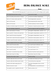 BERG BALANCE SCALE | PD Warrior | Study notes Clinical Medicine | Docsity