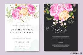 Beautiful Invitation Card With Colourful Floral And Leaves Template Buy This Stock Vector And Explore Similar Vectors At Adobe Stock Adobe Stock