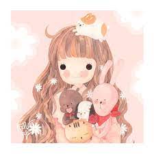 cute girl animal friends pop art cute drawings cartoon drawings