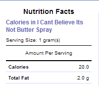 I can't believe it's not butter cooking spray is a great substitute for real butter; I Cant Believe Its Not Butter Spray Is 0 45 Calories Per Spray Leanness Lifestyle University