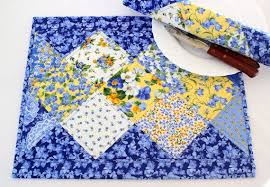 Quilted Placemats Blue Yellow Placemats Summer Table Mats Quilted Table Mats Summer Breeze Place Mats Quilted Yellow Placemats Quilted Table Runners
