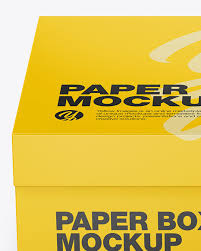 Matte Paper Box Front View In Box Mockups On Yellow Images Object Mockups