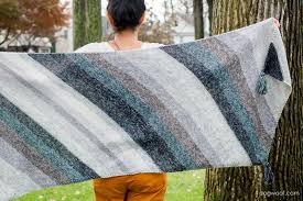Self striping sock yarn does the work and you never have to change colors. The Strata Bias Knit Wrap Cool As A Rock One Dog Woof