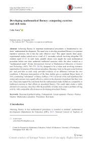 Maybe you would like to learn more about one of these? Pdf Developing Mathematical Fluency Comparing Exercises And Rich Tasks