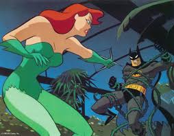 Tecknad Poison Ivy som har tillfångatagit Batman