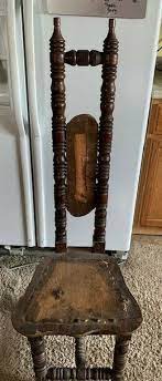 High back office leather chair. Vintage High Back Jacobean Style Hall Prayer Chair Carved Wood Narrow Skinny 48 Ebay