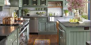 The kitchen countertops are poured concrete. 31 Green Kitchen Design Ideas Paint Colors For Green Kitchens