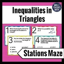 Inequalities In Triangles Stations Maze Activity In 2020 High School Math Lesson Plans Student Encouragement Triangle Inequality