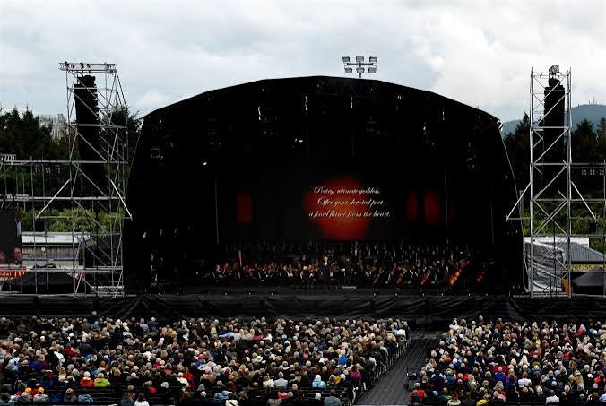 Rain, a delay but a standing ovation for Andrea Bocelli on his Believe tour  at Inverness Caledonian Stadium
