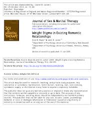 PDF) Weight Stigma in Existing Romantic Relationships