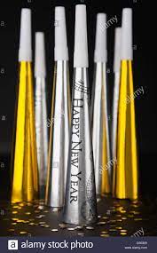 New Years Eve Party Horns Close Up Of New Year S Eve Party Horn Blowers Stock Photo Alamy