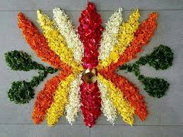 Onam Pookalam Simple Flower Rangoli Rangoli Designs Flower Pookalam Design