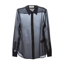 Saint Laurent Sheer Blouse Long Sleeve Sheer Blouse Black Blouse Long Sleeve Sheer Black Shirt