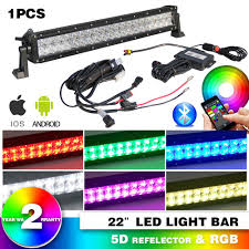 22 Rgb Bar Straight Led Light Bar Multi Color Changing For Jeep Off Roads Suv Ebay Led Light Bars Bar Lighting Led Lights