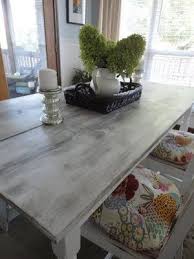 I Like The Distressed White Grey Color Of This Table May Do The Legs This Color Distressed Kitchen Tables Shabby Chic Kitchen Grey Dining Tables