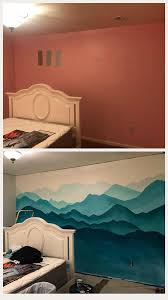 You can choose several paint colors that match the theme. A Different Kind Of Transformation Pic I Freehanded This Mountain Wall Mural In My Bedroom While On Break From School Pics