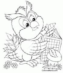 Colorear Búho leyendo un cómic (Aves), dibujo para colorear gratis