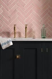 A pink kitchen is a sure fire way to inject a boost of positivity and. Pastel Pink Kitchen Tiles And Navy Cabinets Pink Bathroom Tiles Pink Kitchen Pink Tile