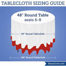 72 inch cloth (12 inch drop). Use 90 Round Tablecloths For 21 Drop On 48 Round Tables Or 108 Tablecloths For Floor Length Drop 90 Round Tablecloths Event Decor Event Table