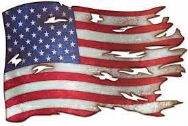 War Torn American Flag Metal Wall Art Bandeira Americana Tatuagem De Bussola Caveira Bope