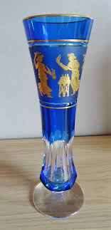 Val Saint Lambert Vase Solignac Version Danse De Flor Annees 70 H 23 5 Cm Blue Glassware Glass Collection Crystal Pattern