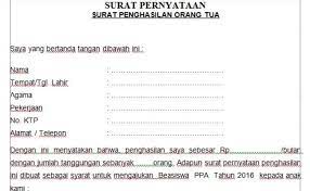 Contoh surat pernyataan persetujuan untuk pindah antar instansi. Contoh Surat Keterangan Penghasilan Orang Tua Nusagates
