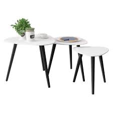 Steeped in scandinavian style, this distinctive coffee table is sure to spark conversation as it offers a spot to set down snacks, magazines, and more. Voilamart Nest Of 3 Table With Metal Legs Scandinavian Side Table Triangle End Table Coffee Tables White Buy Online In Dominica At Desertcart 188672046