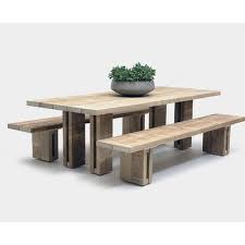 This dining set includes one extendable table, one bench each chair features a clamshell back with decorative grooves, plus a cantilever base that provides a relaxed seat for dining al fresco. Luxury Bench Seating Included Outdoor Dining Sets Perigold