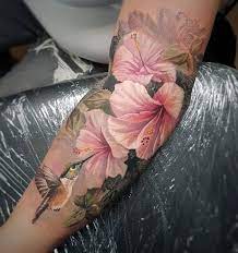 Hummingbird Pink Lilies Floral Tattoo Sleeve Bird Tattoos Arm Beautiful Tattoos