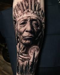 Black And Grey Tattoo Artists Uk Indian Chief Artist Ashhighamtattoo Country Uk In 2020 Chest Tattoo Men Tattoos Black And Grey Tattoos