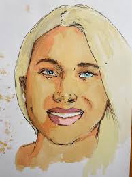 I drew Rinske Douna with markers today 😄 its not a medium im super  comfortable with, but they compliment ink sketches very nicely 😄 which  pouring artist should I draw next?