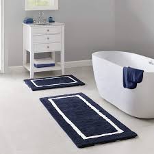 Carpet wc bath carpet set bathroom carpet toilet carpet in the toilet bathroom floor set 3 piece. Amazon Com Madison Park Bittman Reversible High Pile Tufted Microfiber Bath Mat Bathroom Rugs 21x34 Navy Home Kitchen